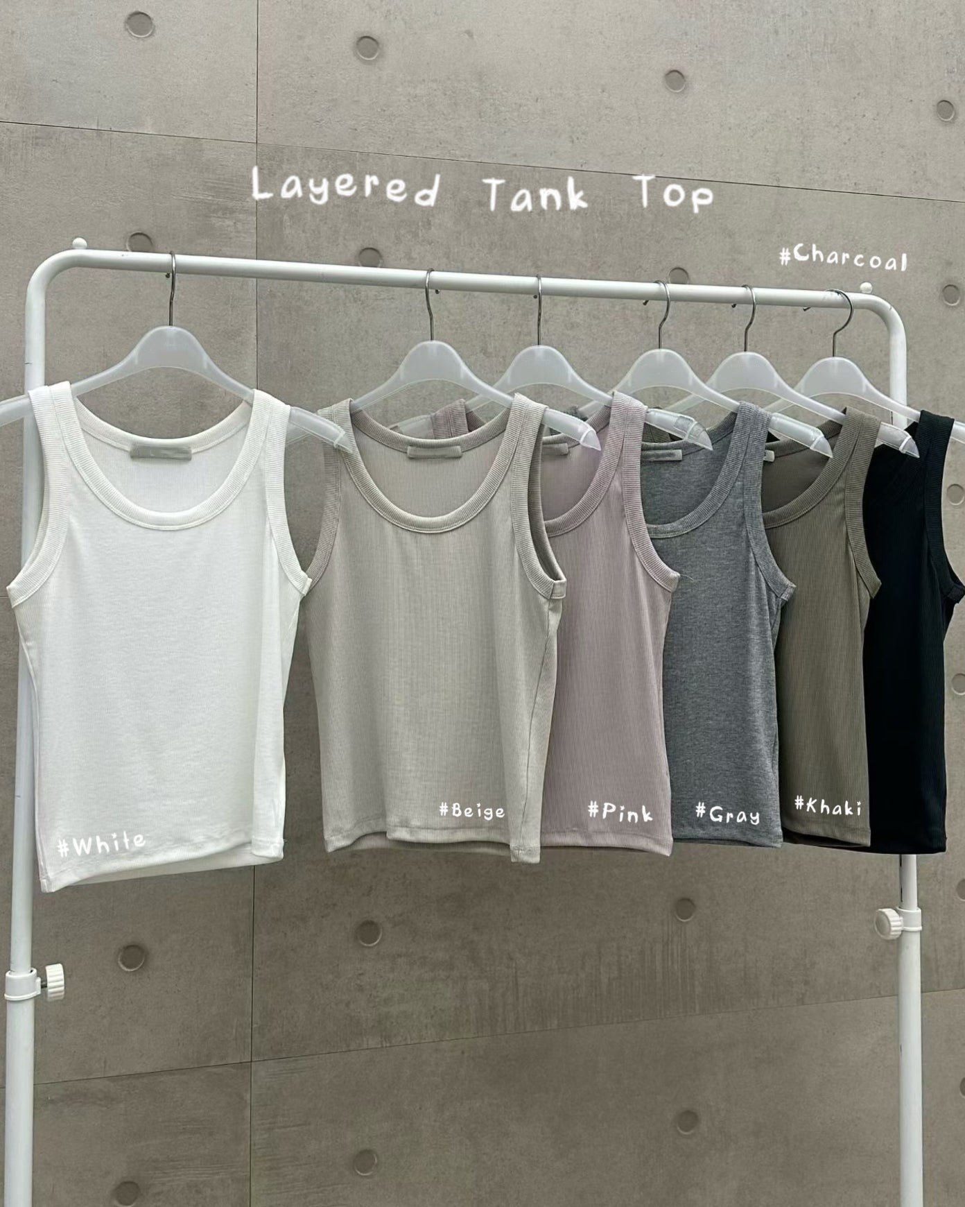 VT311 Layered Tank top - Pink | Beige | Charcoal | Gray