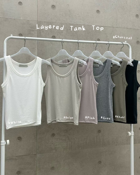 VT311 Layered Tank top - Pink | Beige | Charcoal | Gray