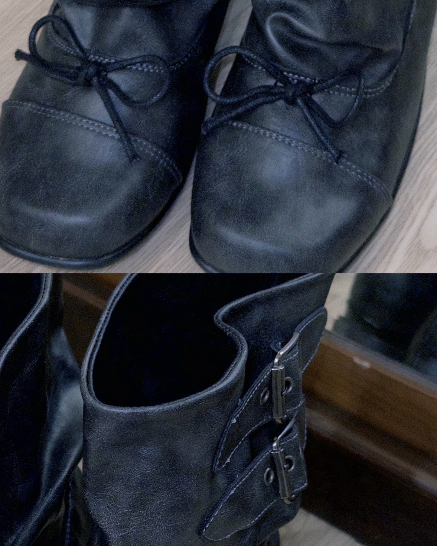 🛎️早鳥限時優惠 SH028 Vintage Washed Buckle Shirring boot