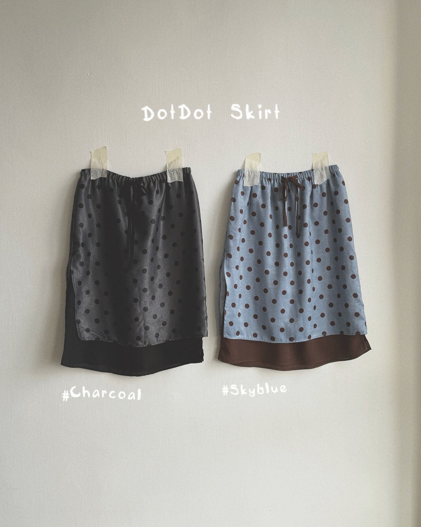 SK219 DotDot Skirt - Skyblue | Charcoal