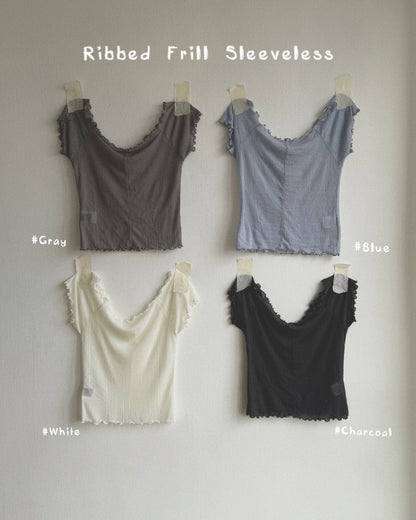 TP581 Ribbed Frill Sleeveless - Blue | White | Charcoal | Gray