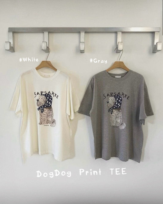 TP583 DogDog Print TEE - White | Gray