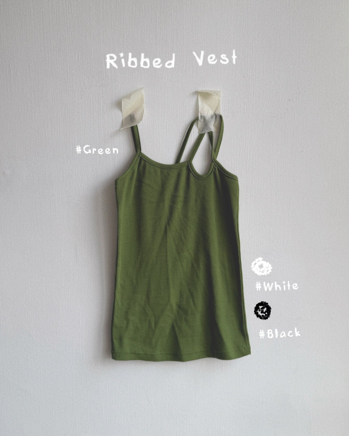 VT287 Ribbed Vest - Green | White | Black