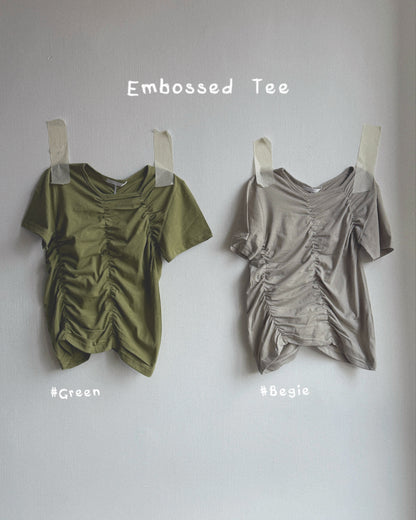 TP585 Embossed Tee - Green | Beige | Charcoal