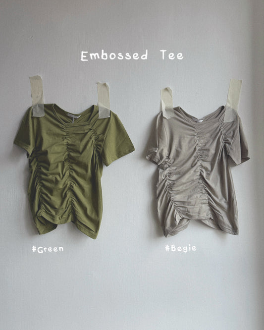 TP585 Embossed Tee - Green | Beige | Charcoal