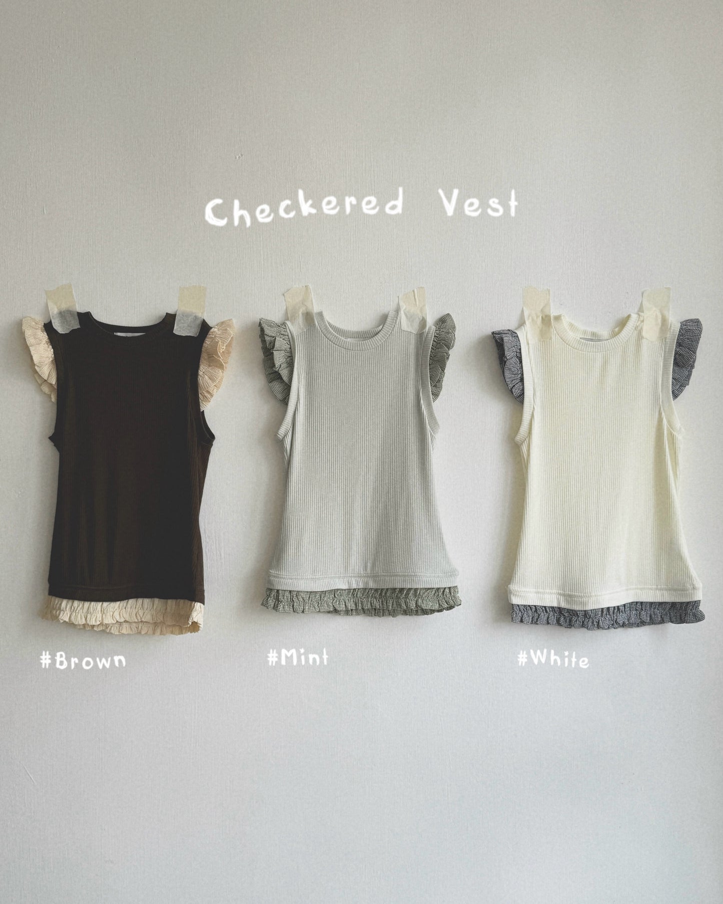 VT300 Checkered Vest - Mint | Brown | White