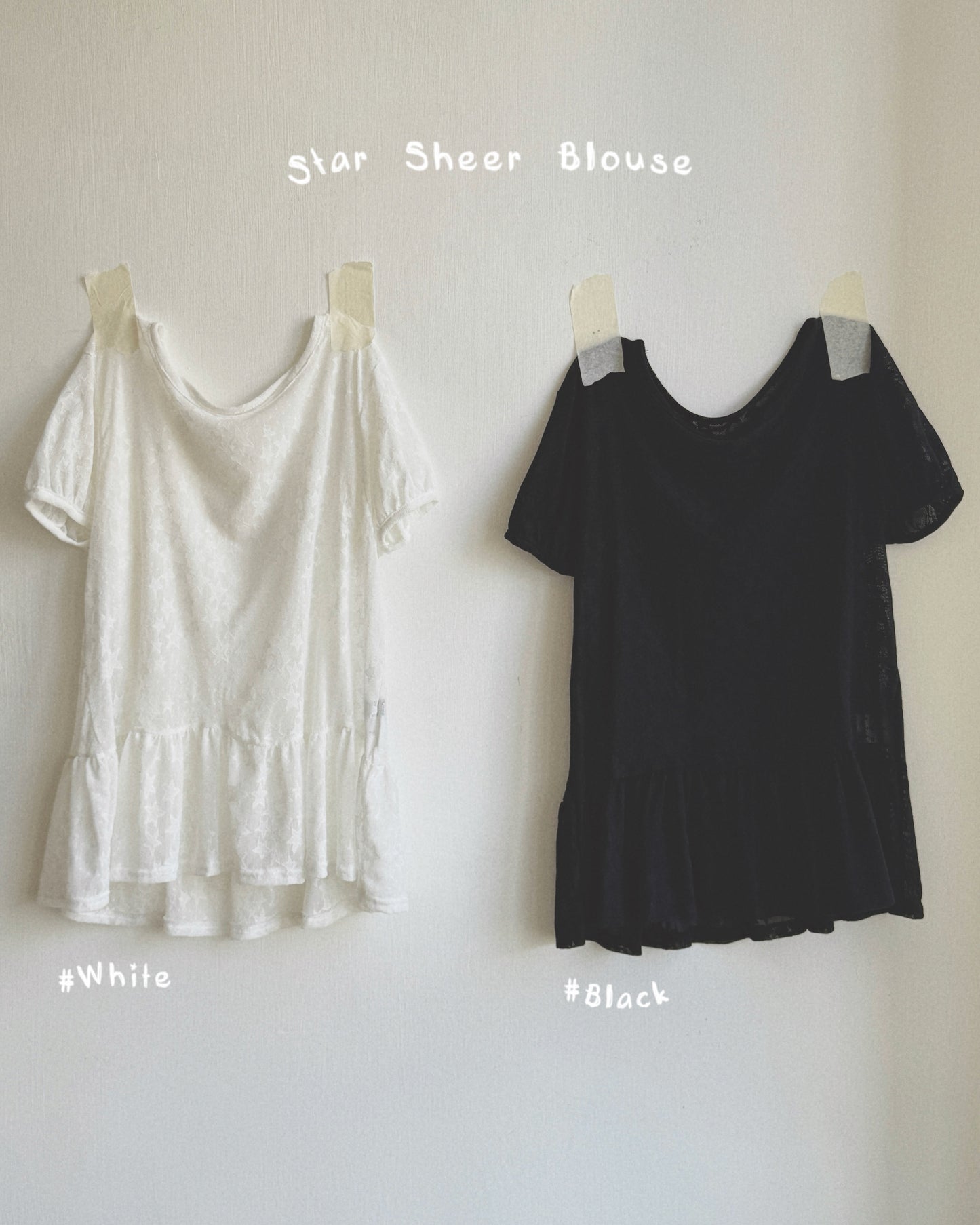 TP595 Star Sheer Blouse - White | Black