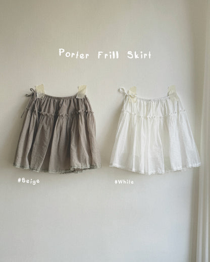 SK223 Porter Frill  Skirt - Beige | White