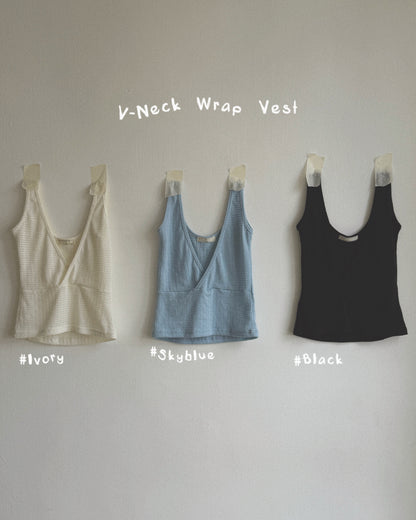 VT304 V-Neck Wrap Vest - Skyblue | Ivory | Black