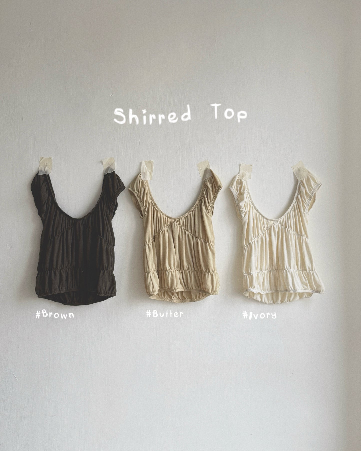 TP605 Shirred Top - Ivory | Butter | Brown
