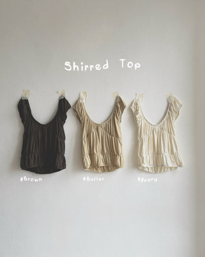 TP605 Shirred Top - Ivory | Butter | Brown