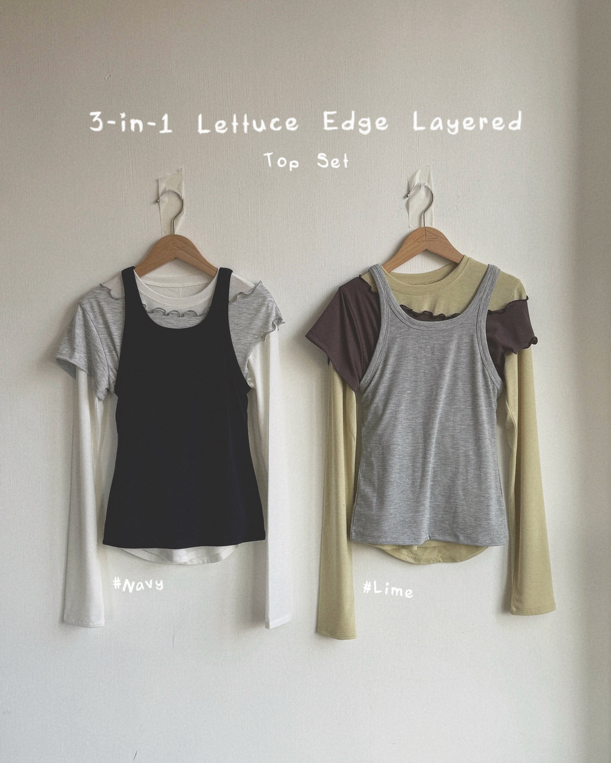 TP617 3-in-1 Lettuce Edge Layered Top Set - Lime | Navy