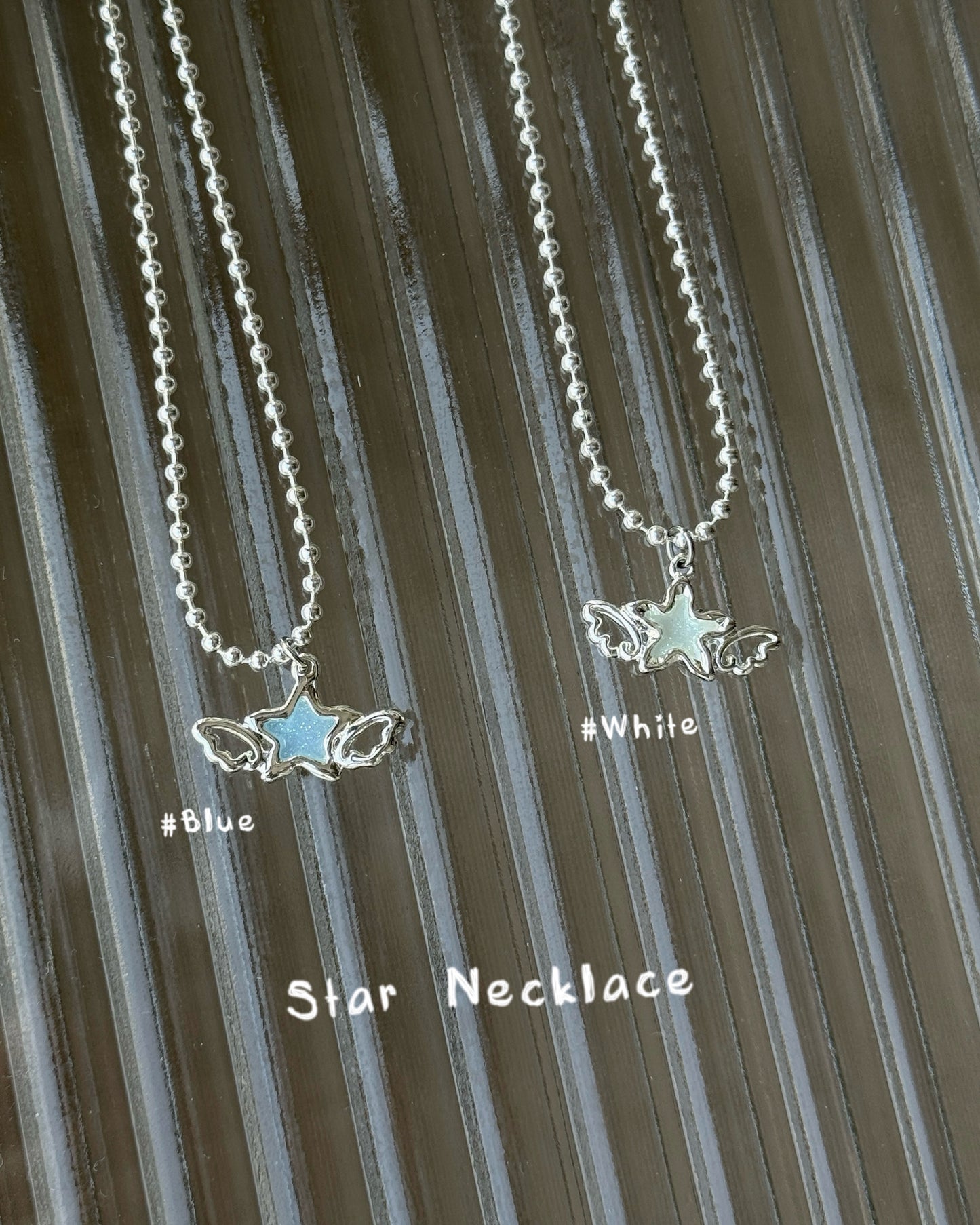 KA403 Star Necklace - White | Blue