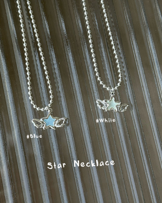 KA403 Star Necklace - White | Blue