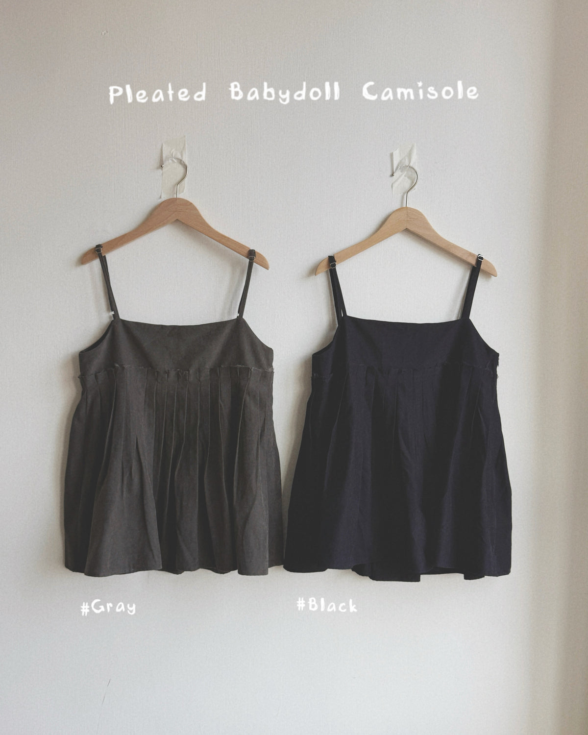 VT336 Pleated Babydoll Camisole - Charcoal | Black