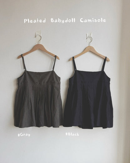VT336 Pleated Babydoll Camisole - Charcoal | Black