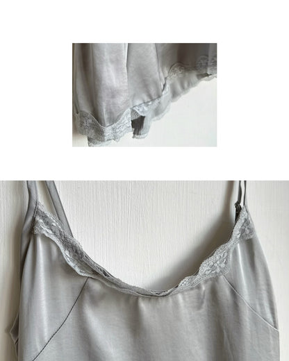 DS297 Asymmetrical Satin Lace OPS - Light Mint | Ivory
