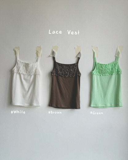 VT321 Lace Vest - Green | Brown | White