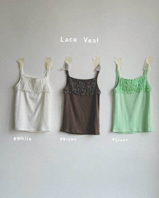 VT321 Lace Vest - Green | Brown | White