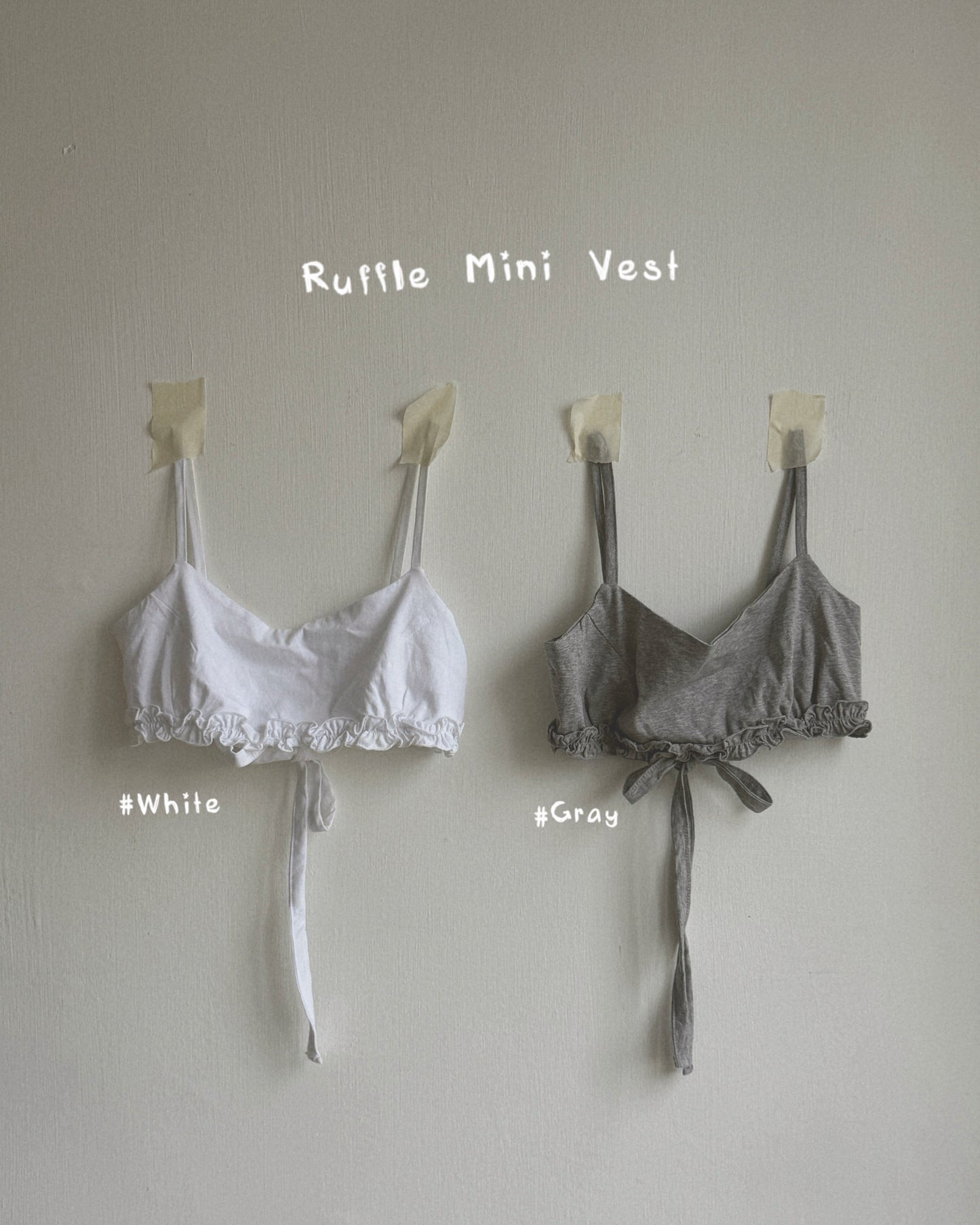 VT323 Ruffle Mini Vest - White | Gray