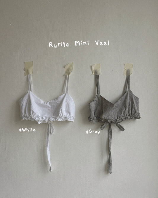 VT323 Ruffle Mini Vest - White | Gray