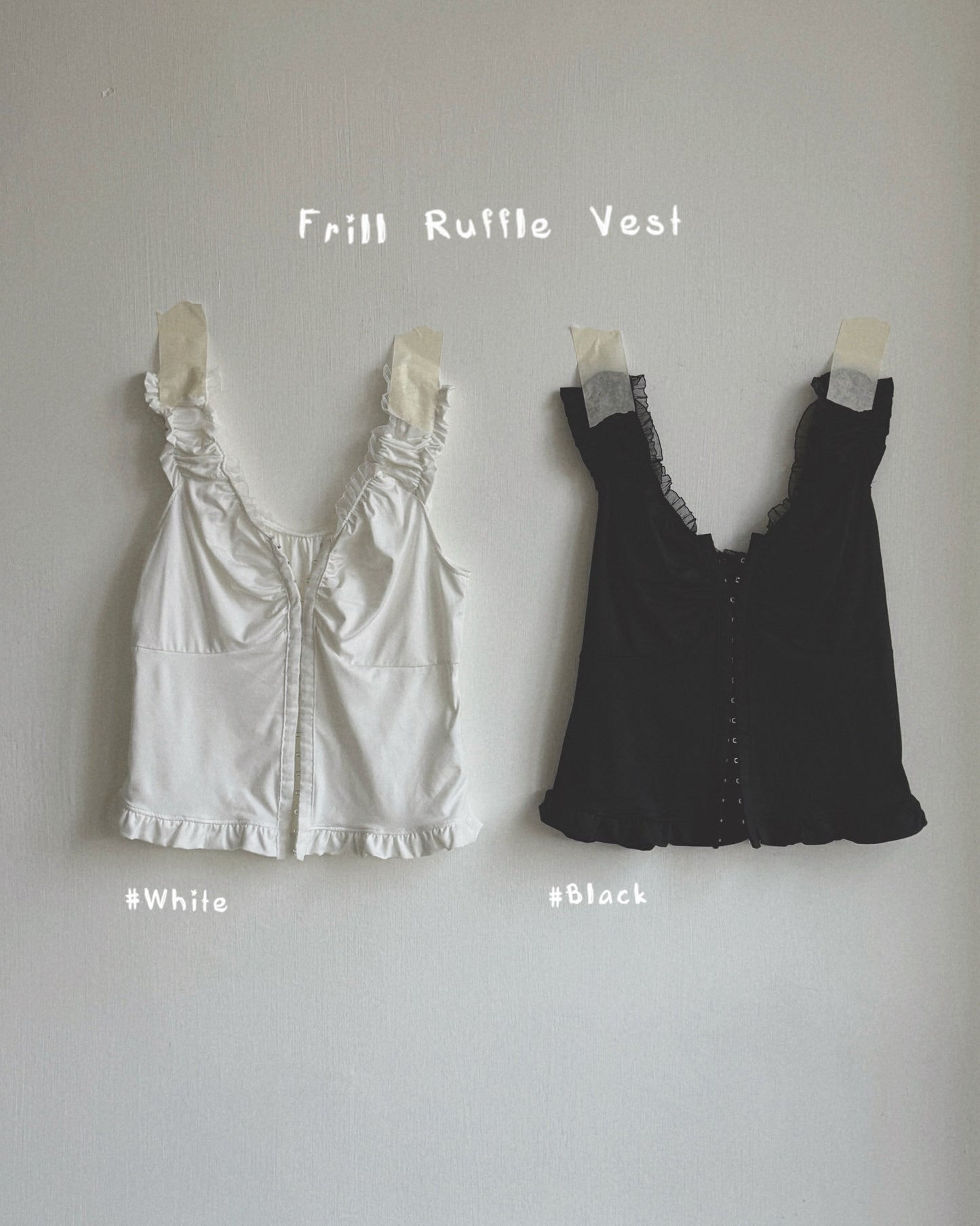 VT324 Frill Ruffle Vest - White | Black