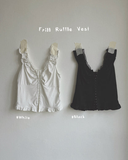 VT324 Frill Ruffle Vest - White | Black