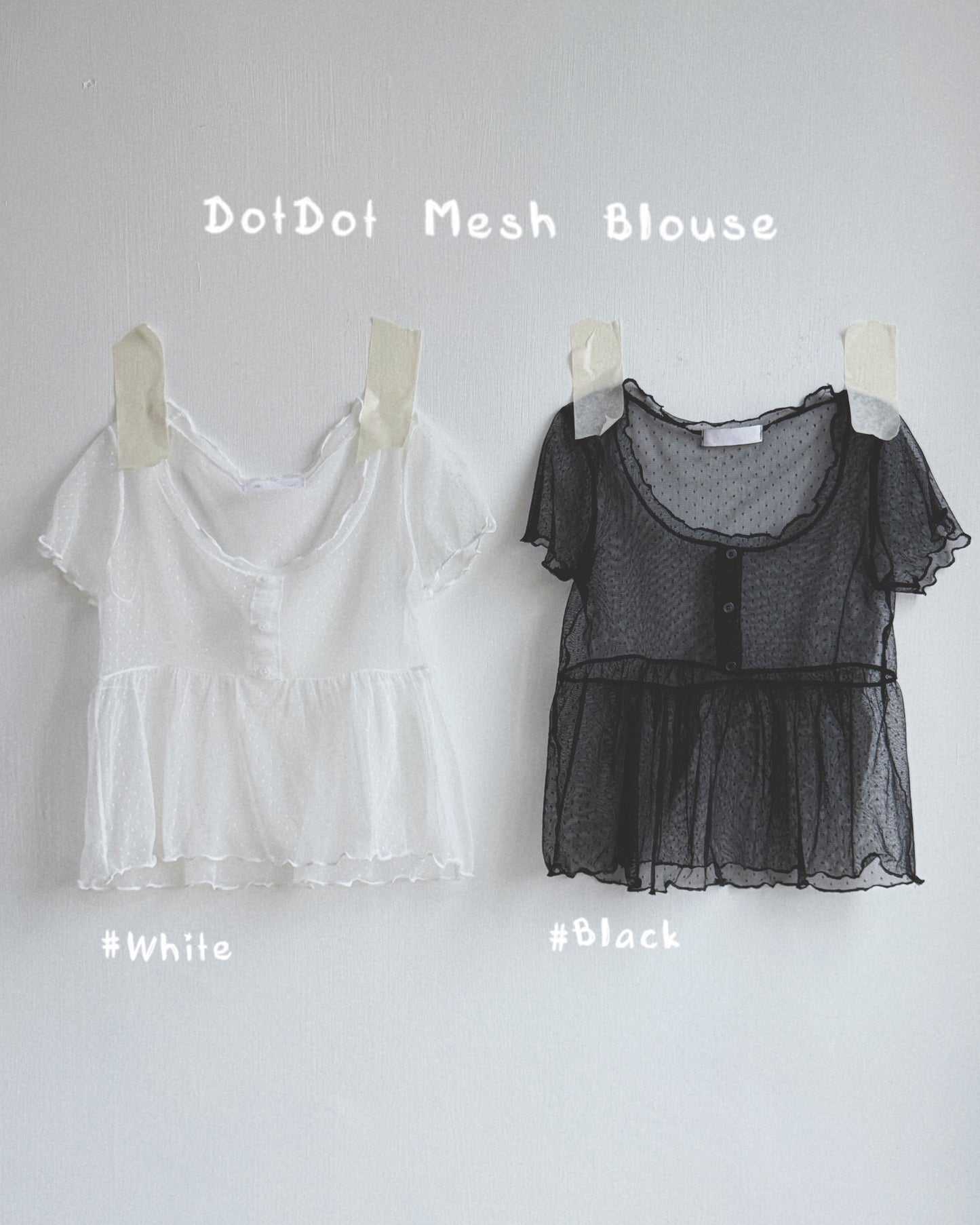 TP597 DotDot Mesh Blouse - White | Black