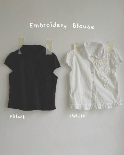 TP599 Embroidery Blouse - White | Black