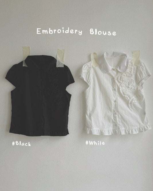 TP599 Embroidery Blouse - White | Black