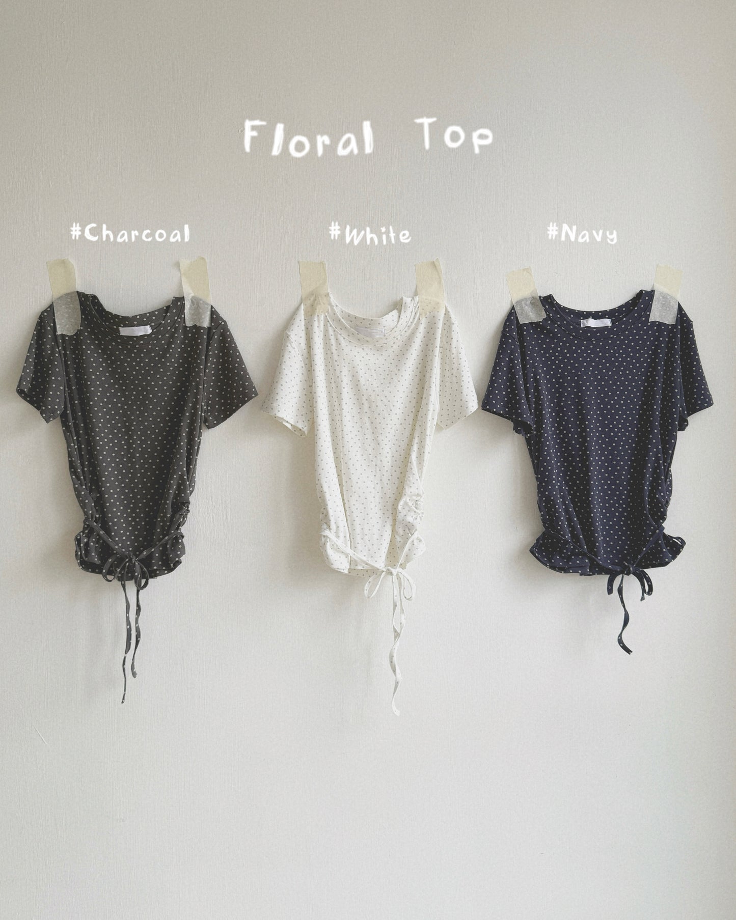 TP601 Floral Top - Gray | White | Navy