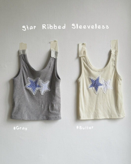VT307 Star Ribbed Sleeveless - Gray | Butter