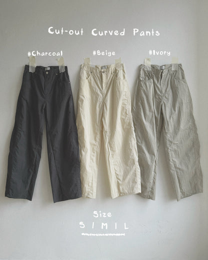 PT085 Cut-out Curved Pants - Beige | Ivory | Charcoal