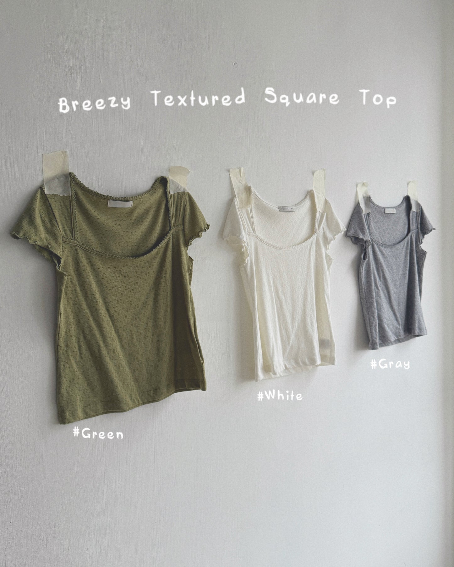 TP602 Breezy Textured Square Top - Green | White | Gray