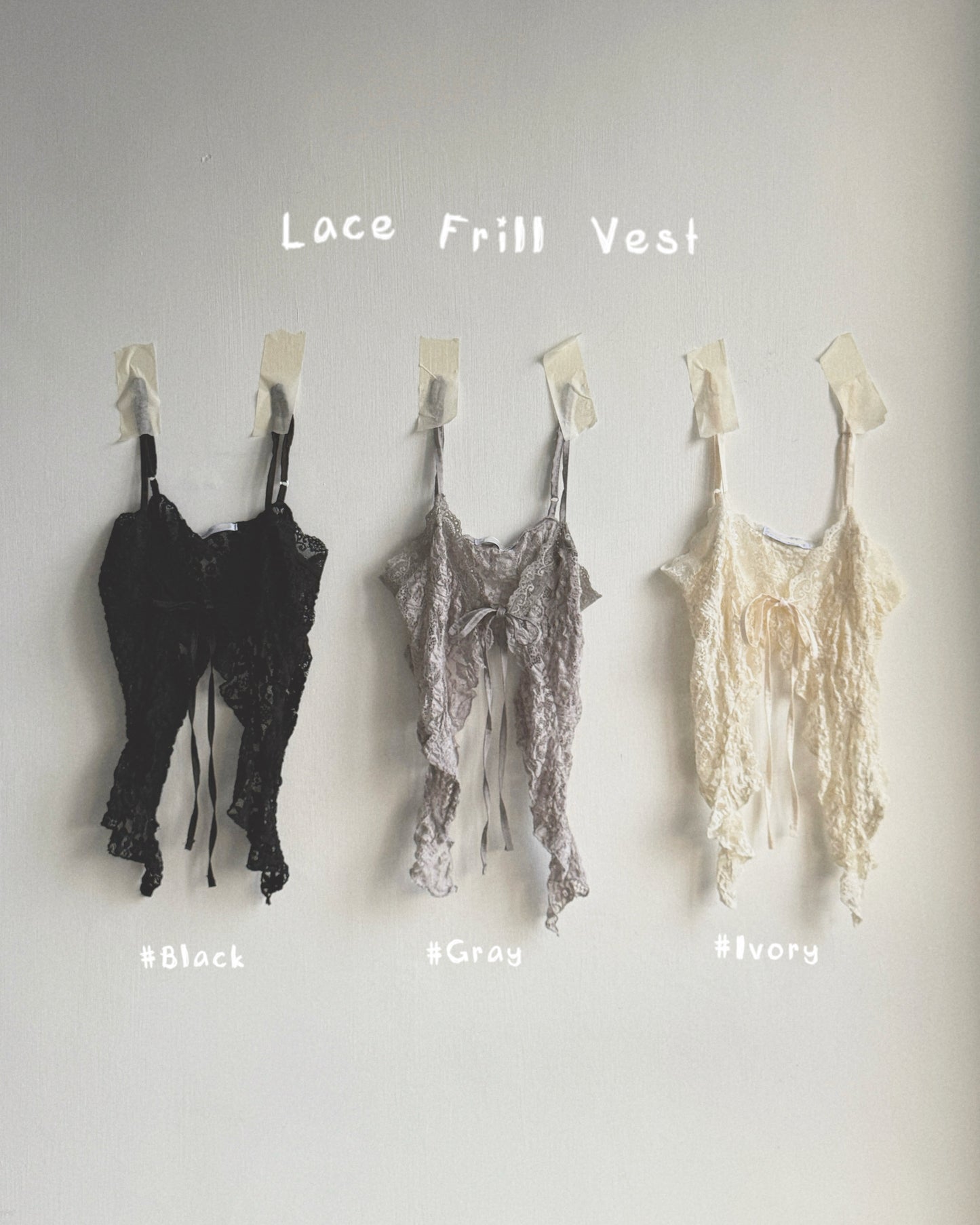 VT281 Lace Frill Vest - Ivory | Gray | Black