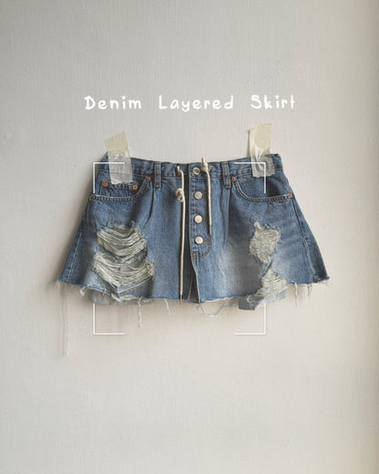 SK217 Denim Layered Skirt
