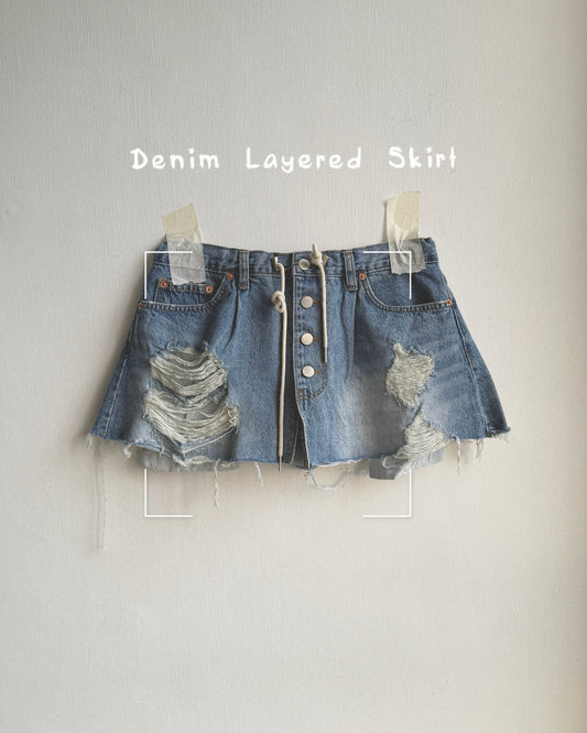 SK217 Denim Layered Skirt