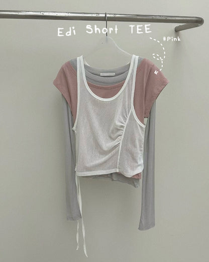 TP578 Edi Short TEE - White | Yellow | Pink | Gray | Blue | Khaki