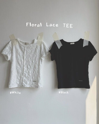 TP579 Floral Lace TEE - White | Black
