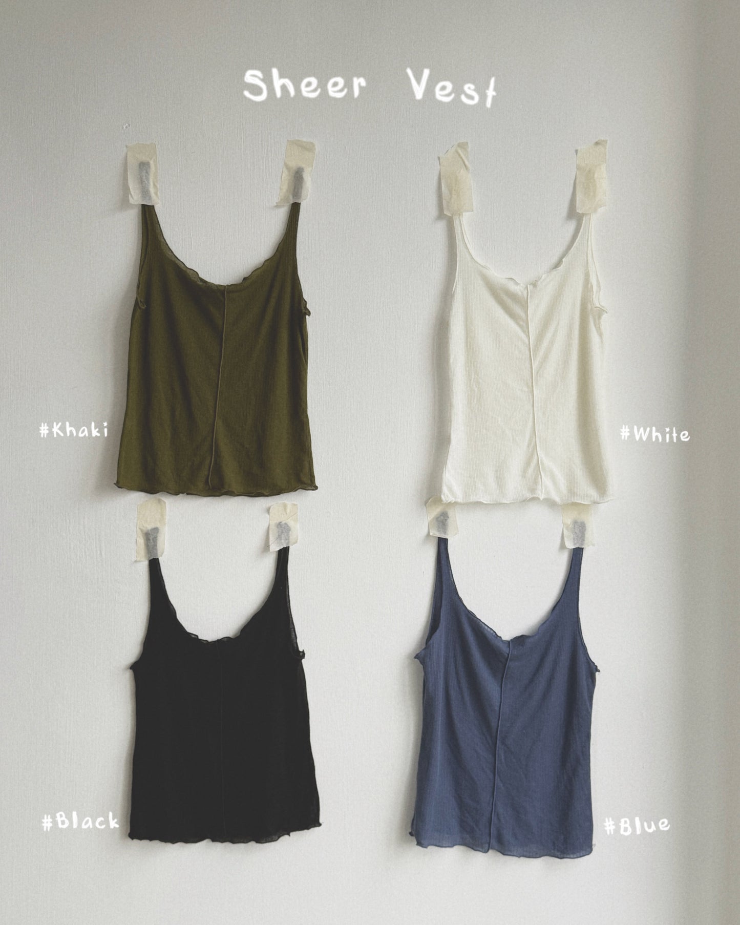 VT290 Sheer Vest - Khaki | White | Black | Blue