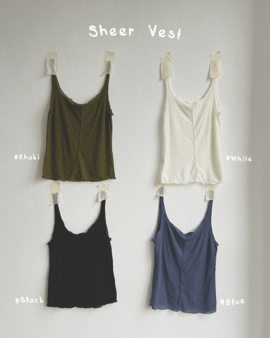 VT290 Sheer Vest - Khaki | White | Black | Blue