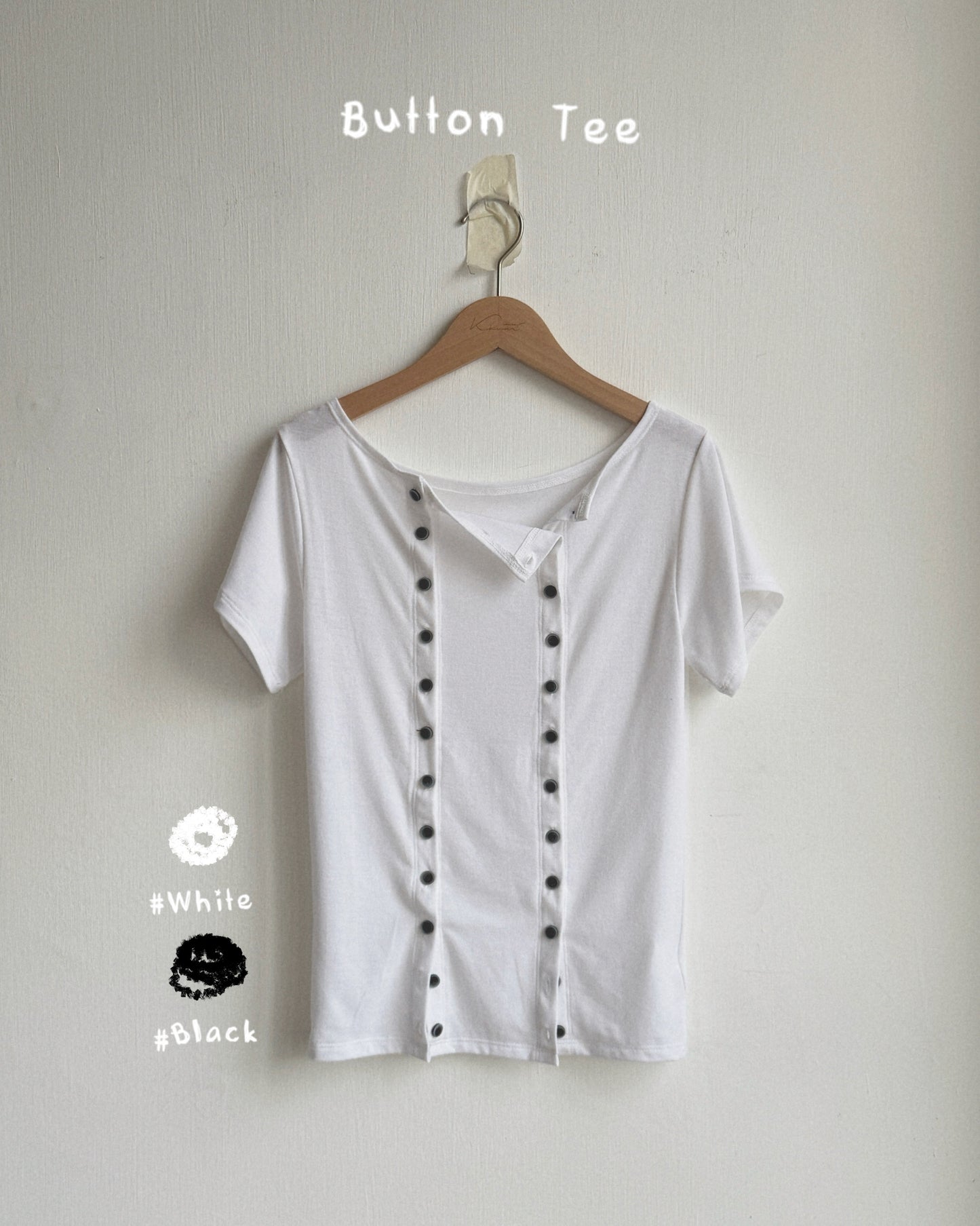 TP588 Button Tee - White | Black