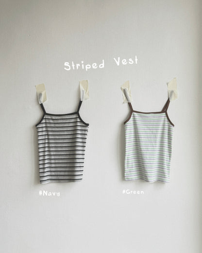 VT293 Striped Vest - Green | Navy