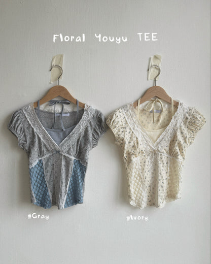 TP589 Floral Youyu TEE - Ivory | Gray