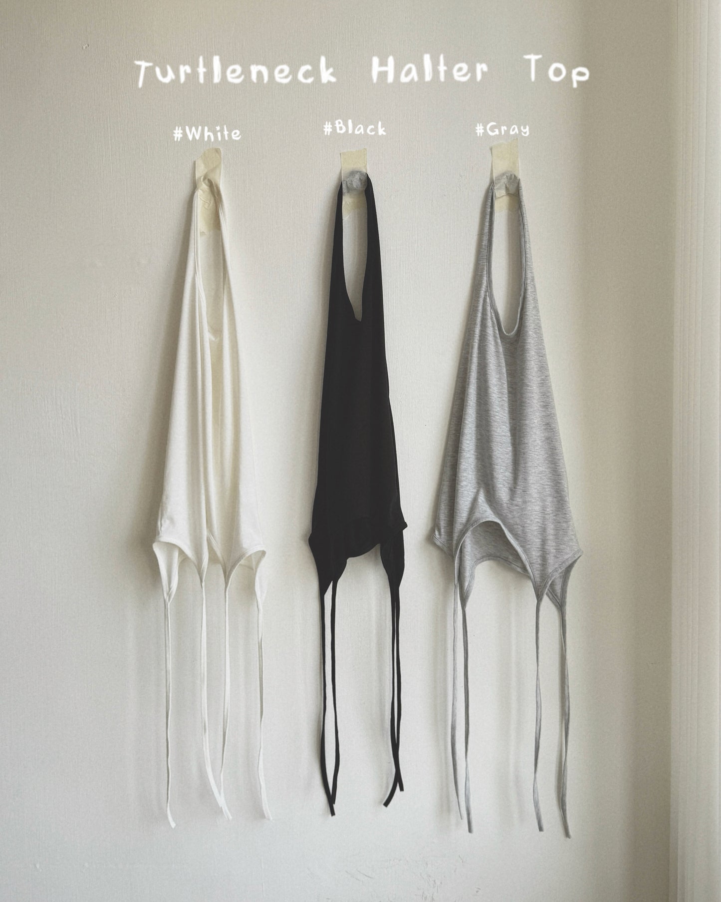 VT294 Turtleneck Halter Top - White | Gray | Black