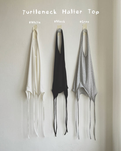 VT294 Turtleneck Halter Top - White | Gray | Black