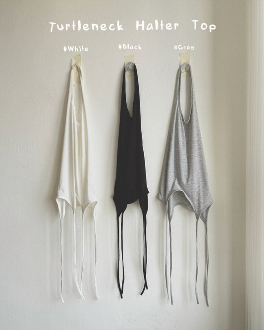 VT294 Turtleneck Halter Top - White | Gray | Black
