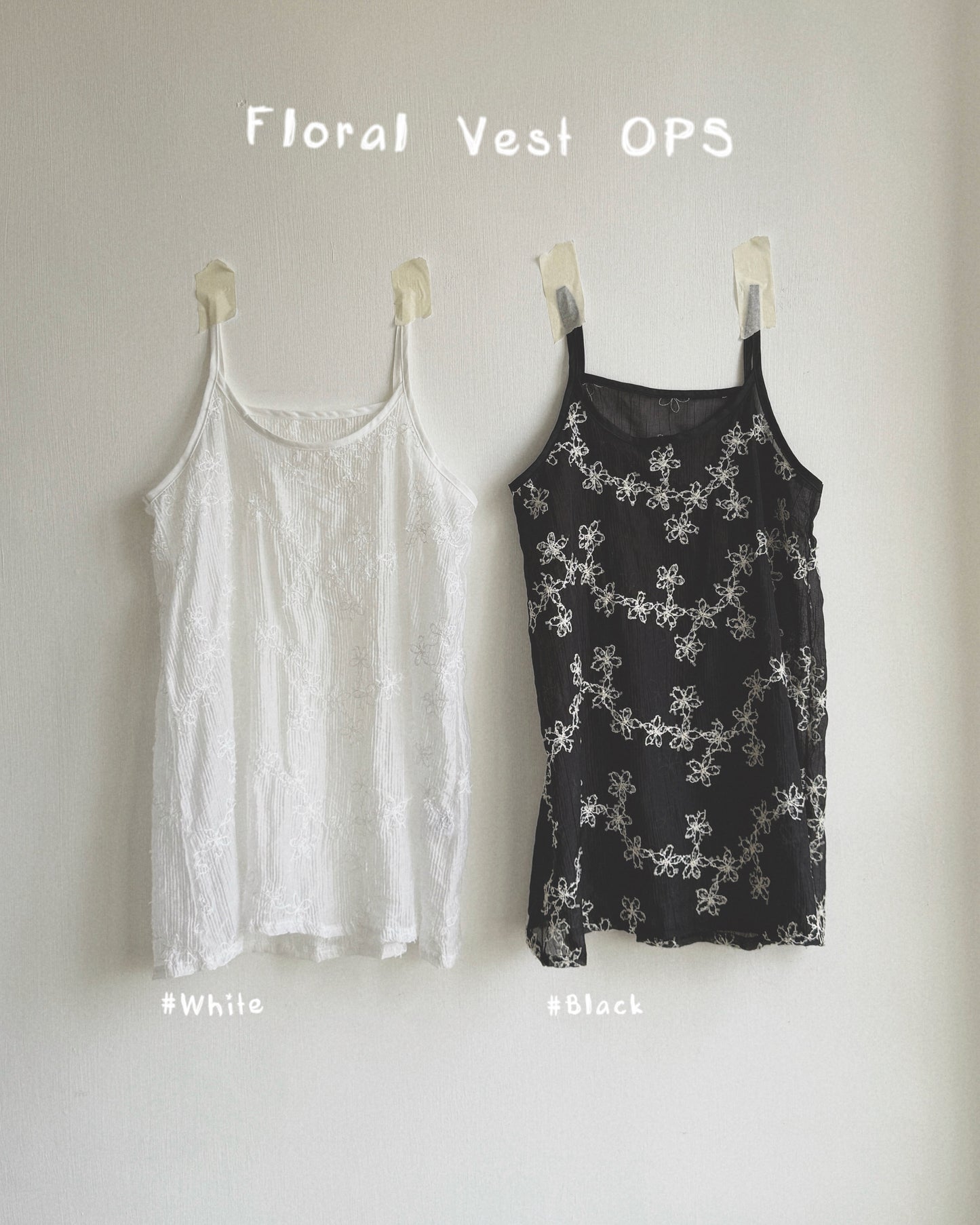 VT297 Floral Vest OPS - White | Black