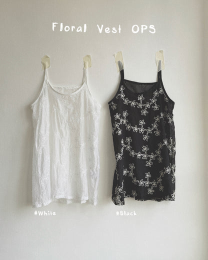 VT297 Floral Vest OPS - White | Black
