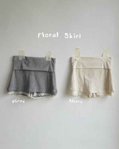SK222 Floral Skirt - Ivory | Gray